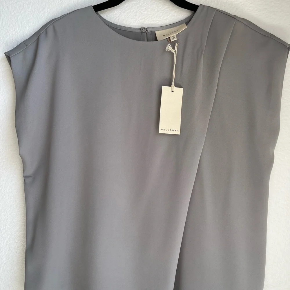MELLODAY Women's Light Grey Cap Sleeve Blouse Size‎ M